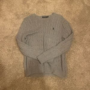 Grey cable knit polo ralph Lauren sweater womens smalll
